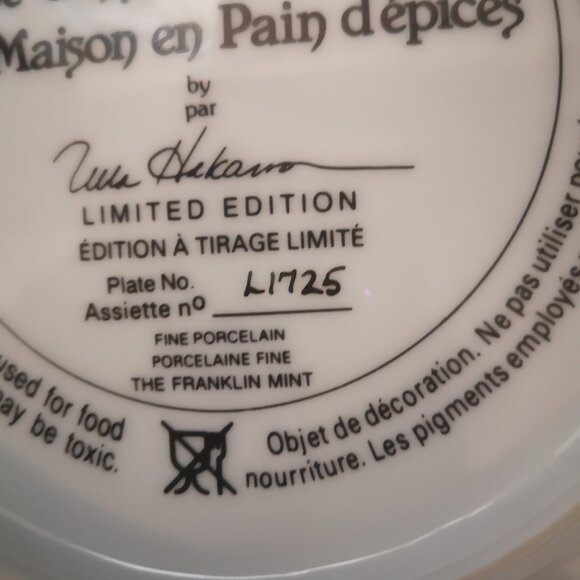 Franklin Mint 8" "The Gingerbread House" Limited Edition Christmas Plate - Picture 4 of 5